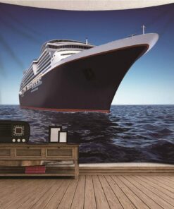 CEVAN Wandteppich 3D Großes Schiff Auf See Blau 100x70cm XL Bad Wanddekoration