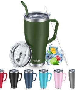 KETIEE 850ml Thermobecher, Olivgrün - Heißer und Kalter Getränke zu Hause oder im Auto trinken, doppelt gewandert, edels