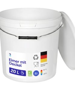 BenBow - Aufbewahrungsbehälter 20l weiße Eimer mit Deckel - luftdicht und geruchsneutral - Kunststoffbau - Rissfester Me
