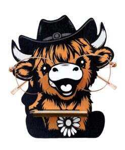 Highland Cow Brillenhalter - Brillenhalter Ständer | Niedliche Hölzerne Hochlandrinder Brillen | Ideal für Heim, Büro un