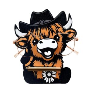 Highland Cow Brillenhalter - Brillenhalter Ständer | Niedliche Hölzerne Hochlandrinder Brillen | Ideal für Heim, Büro un