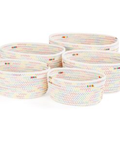 Geflochtener Baumwollseil-Aufbewahrungskorb 5er Set Bad Badezimmer Kinderzimmer Wickeltisch Organizer