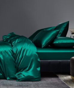 Boqingzhu Fragenbewäherte Dämmergrün Bettwäsche 135x200cm Luxus Satin Bettbezug und Kissenbezug