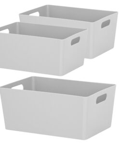 3x Ordnungsboxen - 25x17x11cm DINA5 - GRAU - Schublade - Aufbewahrung für Bad und Schreibtisch - 3,9 Liter Kunststoffrem