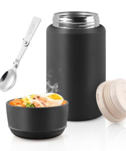 Acasimo Thermobehälter für Essen 750ml, Edelstahl - ideal für Erwachsene(Schwarz) Acasimo Thermo lunchbox für Erwachse