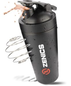 ZENICS® Proteinshaker Edelstahl 600 ml - cremige Shakes für Gym-Sportler - Spülmaschinenfester doppelwandiger Shaker