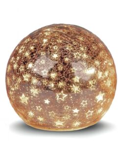 Formano LED Deko-Kugel Sterne Rose-Gold 12cm Timer Herbst Deko