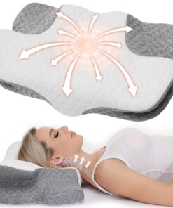 WellSync Ergonomisches Kopfkissen für Seitenschläfer und Rückenschläfer mit Memory Foam und Orthopädischer-support Weiß-