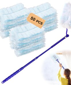 50 Stück Swiffer Staubmagnet mit Teleskopgriff zur Entfernung von Tierhaaren und Staub im Haus, Schule und Büro - Nachfü