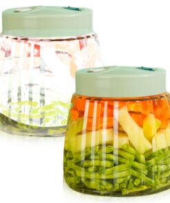 2er Set 1L Fermentiergläser mit Doppelventil - Luftdichte bleifreie Gläser für Kimchi Sauerkraut (Grün)