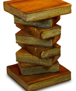 Kinaree Bücherstapel Beistelltisch - Holzmassiv Hocker für Wohnraum und Büro - Colonial Akazie - 51 cm Hoch