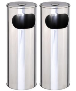 Novaliv Edelstahl Aschenbecher 21cm Ø 2x für draußenOutdoor Müll- und Zigarettenabfälle