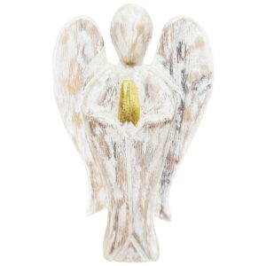 Trintura Schutzengel Figur aus Holz 10 cm – Glücksengel Deko für Kinderzimmer – Naturholz Geschenk