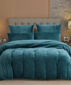 Damier Warme Flanell Winter Bettwäsche Petrol Weich Cashmere Touch Plüsch 2 Teilig Set 80x80 Reißverschluss und Kopfkiss