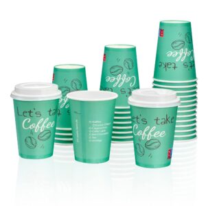 MH QUALITY Kaffeebecher To Go 300ml - 200x Hochwertige Einweg Pappbecher für Coffee Lovers | Grün, 0,3l - Praktisch und