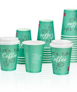 MH QUALITY Kaffeebecher To Go 300ml - 200x Hochwertige Einweg Pappbecher für Coffee Lovers | Grün, 0,3l - Praktisch und