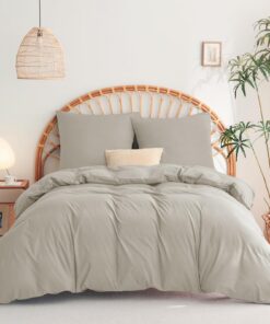 WAVVE 155x220 3teilig Beige Bettwäsche - ÖKO-TEX Mikrofaser Bettbezug mit Kissenbezügen Weich