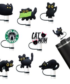Mrltau Stanley Cup Süße Katze Strohhalm Abdeckung, 8 Pcs, Stanley Quencher Zubehör | Stanley Cup Süße Katze Strohhalm A