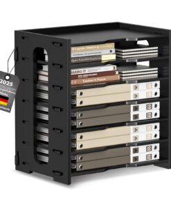 Holz Briefablage A4 7 Fächer Schwarz - Dokumentenhalter für Büro & Zuhause