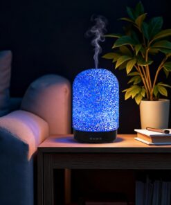 VOREEN Aroma Diffuser für Schlafzimmer & Büro - Ultraschall Duft Vernebler mit Mosaikglas & LED Licht & Timer