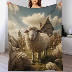 Deutsche Produkttitle: 1. Weideschaf Decke Soft Flannel Fleece Überwurfdecken für Bettwsche Sofa | Weideschaf Decke Jahr