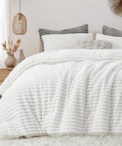 Freyamy Plüschige Winterbettwäsche 135x200 Grau Hellgrau + 1 Kissenbezug 80x80 Freyamy Flauschige Cashmere Fleece Bettwä