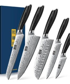 Hoshanno 5-Teiliges Messerset für Profis, Ultra-schneidende Japanske Küchenmesser mit ergonomischem Griff und Pulversta