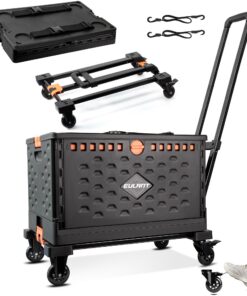 EULANT Faltbare Handwagen 60L 2in1 mit 360° Rädern & Bremse – Klappbarer Einkaufstrolley für Transport