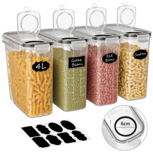 Withosent 4er Set Luftdichte Vorratsdosen, Küche, Getreide, Mehl, Müsli Vorratsbehälter withosent 4L Vorratsdosen Luftdi