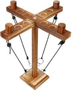 **Hooks Ring Toss Game für Erwachsene Handgefertigte Holzschleifen-Wurfhaken 4 Spieler Holz Wurfhaken und Ringe Spiel p