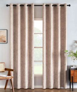 EMEMA Schlafzimmer und Wohnzimmer Vorhänge mit Ösen Beige 140x245cm Blickdicht Deco Gardinen