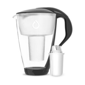 Dafi Wasserfilter Kanne aus Glas Classic Filter Crystal LED - Wasserkaraffe mit Aktivkohle Filter, gegen Kalk, Chlor, BP