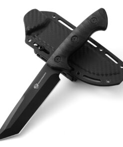 アウトドア_Tanto_Messers_Japanisch_Feststehende_Klinge_Gürtelmesser_ABS_Griff_Kunststoff_Scheide_Holz_E-Voll-Schw