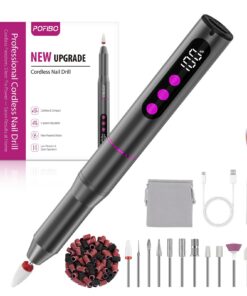 POFIBO Kabellose Elektrische Nagelfeile für Gelnägel - 35000 U/Min - 12 IN 1 Fräser für Professionelle Maniküre & Pedikü