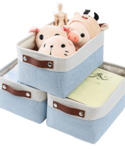 Mangata Blau/Weiß Kleine Aufbewahrungsbox Stoff für Schrank, Decke und Kleidung 3 Set
