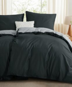 RUIKASIbettwäsche 100% Baumwolle - Wendebettwäsche 4 Teilig 135x200cm - OEKO-TEX STANDARD 100 Grau & Hellgrau