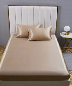 Satin Spannbettlaken 180x200cm Gold | Seide Spannbetttuch | für Baby und Erwachsene | OEKO-TEX STANDARD 100