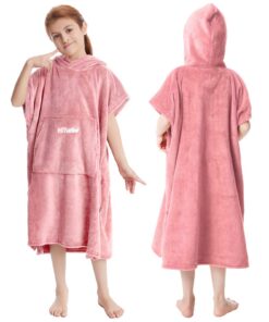 Hiturbo Kinder Wickelmantel mit Kapuze für Strand & Schwimmen Poncho Bademantel