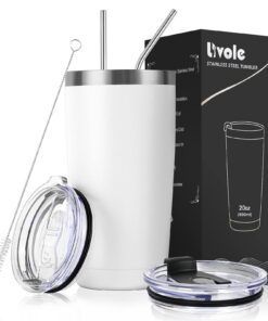 Livole Thermobecher 20oz 600ml Doppelwandig Vakuum Trinkbecher für Mann und Frau, Autobecher für Kaffee, Edelstahl Beche