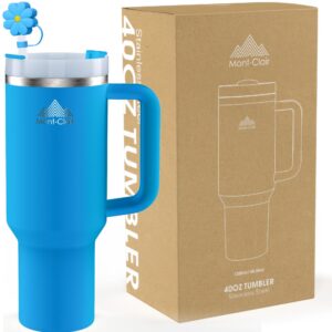 Tumbler 40oz - Kaffeebecher To Go - Blau Trinkflasche mit Strohhalm - Kühlt 10 Stunden - Blau Thermobecher mit Stroh