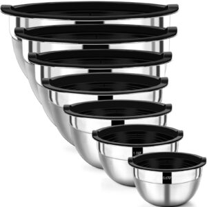 Wildone Rührschüssel Set für Küche Edelstahl 7er Set mit luftdichten Deckeln