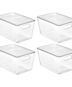 Vtopmart 4er Set Große Transparente Stapelbare Aufbewahrungsbehälter mit Deckel & Griff – Perfekt für Küche, Speisekamme