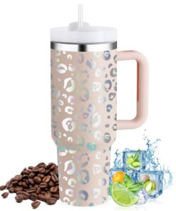 PRAOAHEI 40oz doppelschichtiger Edelstahl Thermobecher, Aufgewertet mit Strohhalm und Henkel, perfekt für Kaffee bei Zuh