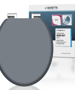 SCHÜTTE WC-Sitz mit Absenkautomatik Grau + Hochwertiger Toilettendeckel + 175kg Belastbarkeit + Zuverlässige Klodeckel f