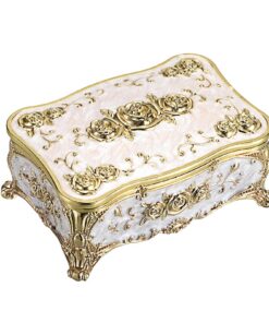 TOLIDA Vintage Schmuckkästen für Luxus-Aufbewahrung Rechteckige Metall-Deko-Schmuckschatulle für Hochzeit Geschenke (Bei
