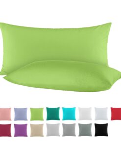 BaSaTex Doppelpack Baumwolle Renforcé Kissenbezug 40x80 cm | 100% Baumwolle für den Schlaf | Green Kissenbezuge