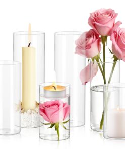 6 Stück Glaszylinder für Kerzen – Blumenvasen Set – Hochzeitstaggebung
