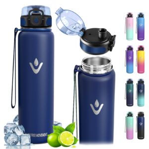 Vikaster Trinkflasche Thermosflasche, BPA-Frei, 500ml, Thermoskanne, 18/8 Edelstahl, für Erwachsene, Sport, Fahrrad, Rei