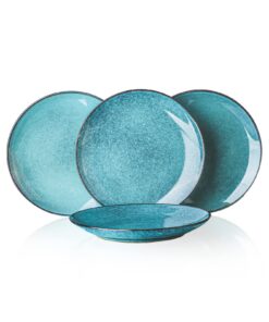 HENXFEN LEAD 20cm Hellblau Dessertteller Pastateller Set, Große Kuchenteller für Frühstück & Pasta