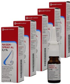 Nasenspray AL 0,1% 5 x 10ml Sparpack I abschwellend für Erwachsene und Schulkinder I mit Xylometazolin I giva-away von P